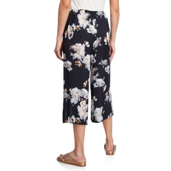 Vince Peony Print Silk Pull on Culottes L - Picture 2 of 9
